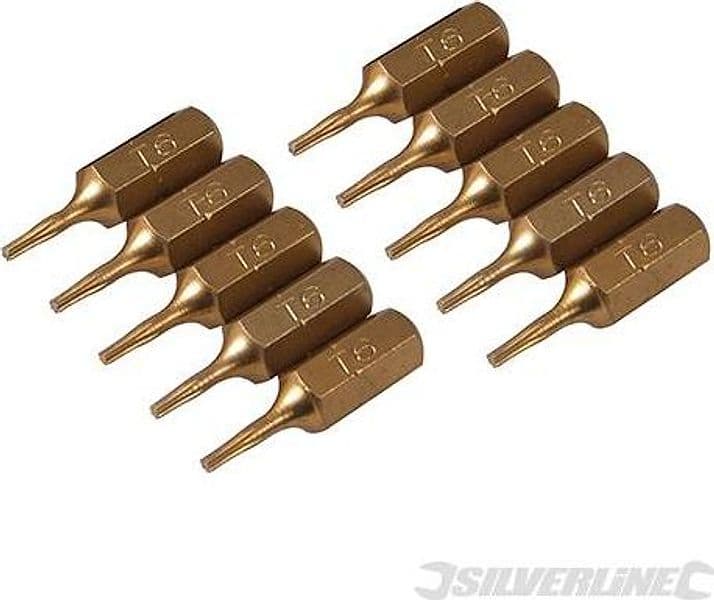 Inserti per cacciavite dorate in Acciaio S2 rivestito di titanio codolo esagonale 1/4  PH - PZ - A TAGLIO - ESAGONALE - T - 23
