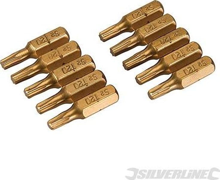 Inserti per cacciavite dorate in Acciaio S2 rivestito di titanio codolo esagonale 1/4  PH - PZ - A TAGLIO - ESAGONALE - T - 24