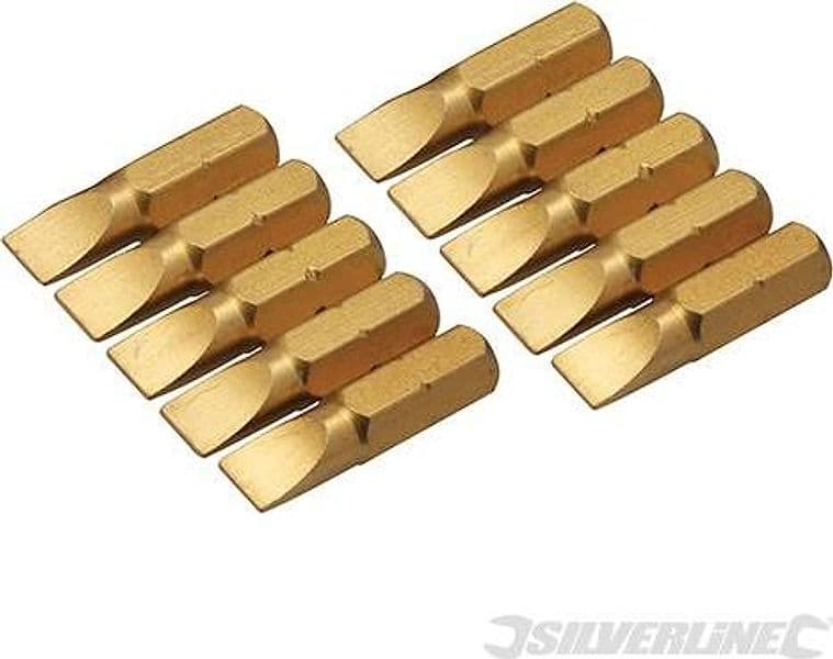 Inserti per cacciavite dorate in Acciaio S2 rivestito di titanio codolo esagonale 1/4  PH - PZ - A TAGLIO - ESAGONALE - T - 26