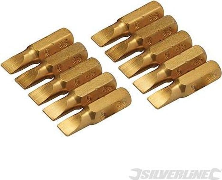 Inserti per cacciavite dorate in Acciaio S2 rivestito di titanio codolo esagonale 1/4  PH - PZ - A TAGLIO - ESAGONALE - T - 27