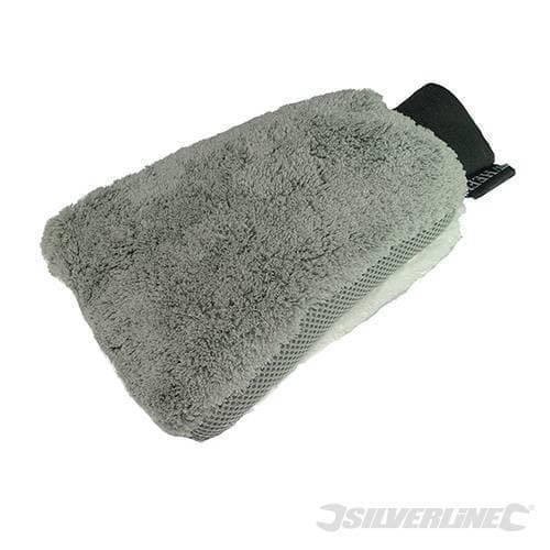 Guanto in microfibra per il lavaggio e lucidatura delle auto 270x170mm Silverline