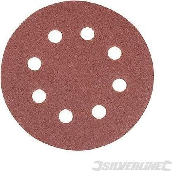Dischi perforati a fissaggio strappo con 8 fori per l'estrazione della polvere per levigatrici rotorbitali Silverline