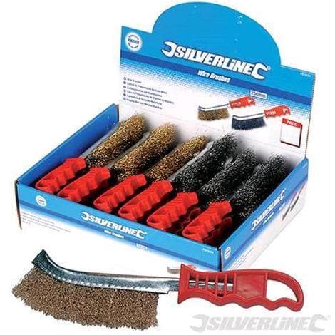 Espositore di spazzole metalliche filo acciaio pulizia Silverline 24 pz