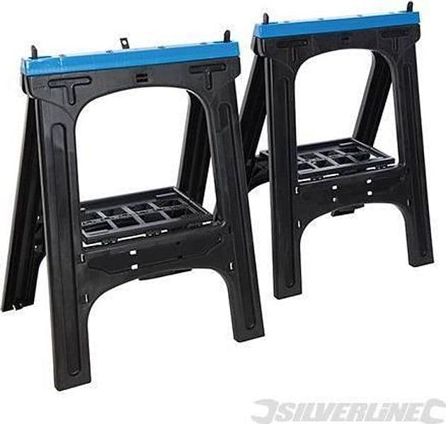 Cavalletti supporto banco in plastica pieghevoli 200 kg Silverline 2 pezzi