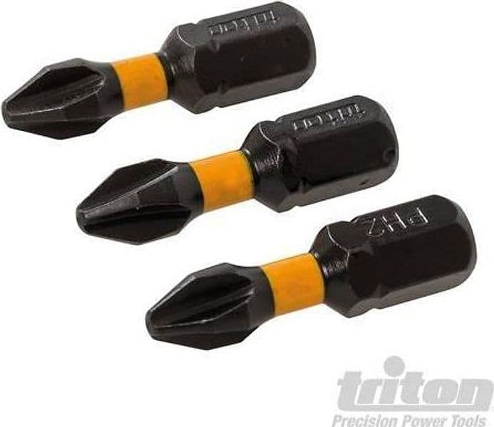 3 pz Punte inserti S2 ad impatto a taglio per cacciavite avvitatori in acciaio Triton