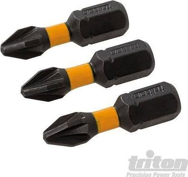 3 pz Punte inserti S2 ad impatto a taglio per cacciavite avvitatori in acciaio Triton