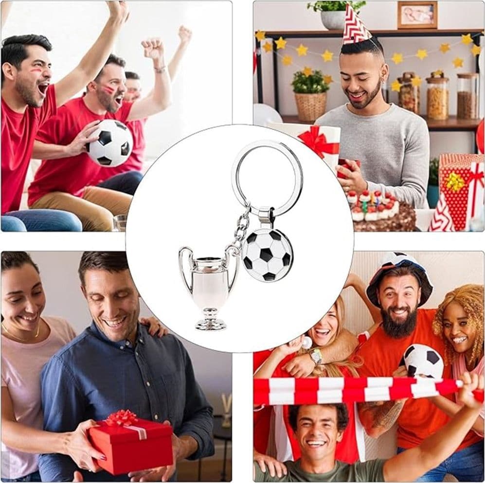 SET 12 PZ PORTACHIAVI DA CALCIO CON PALLONE COPPA PER UOMO DONNA SPORTIVO BOMBONIERE - 4