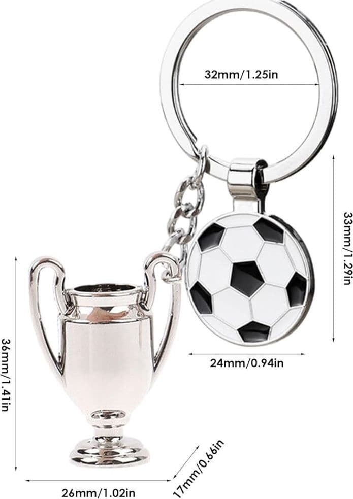 SET 12 PZ PORTACHIAVI DA CALCIO CON PALLONE COPPA PER UOMO DONNA SPORTIVO BOMBONIERE - 5