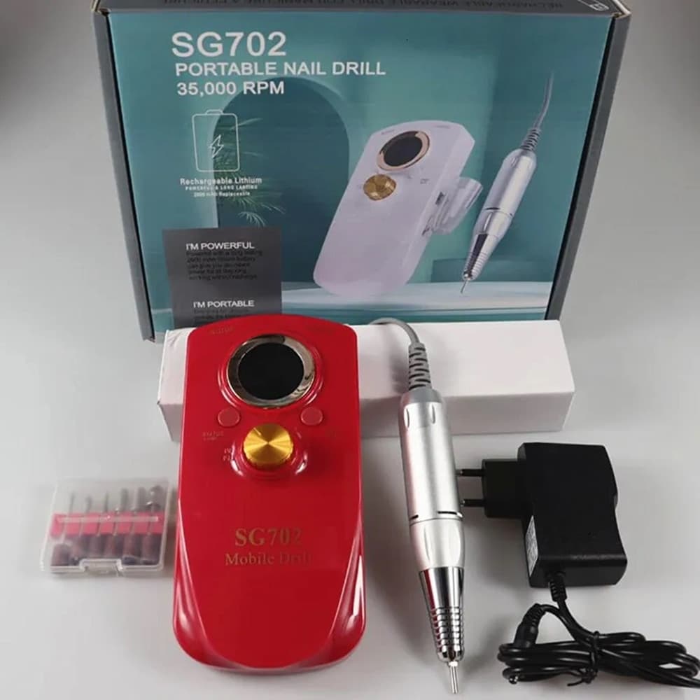 FRESA PER UNGHIE PORTATILE RICARICABILE 35000 RPM STRUMENTI NAIL ART MANICURE SET PUNTE - 7