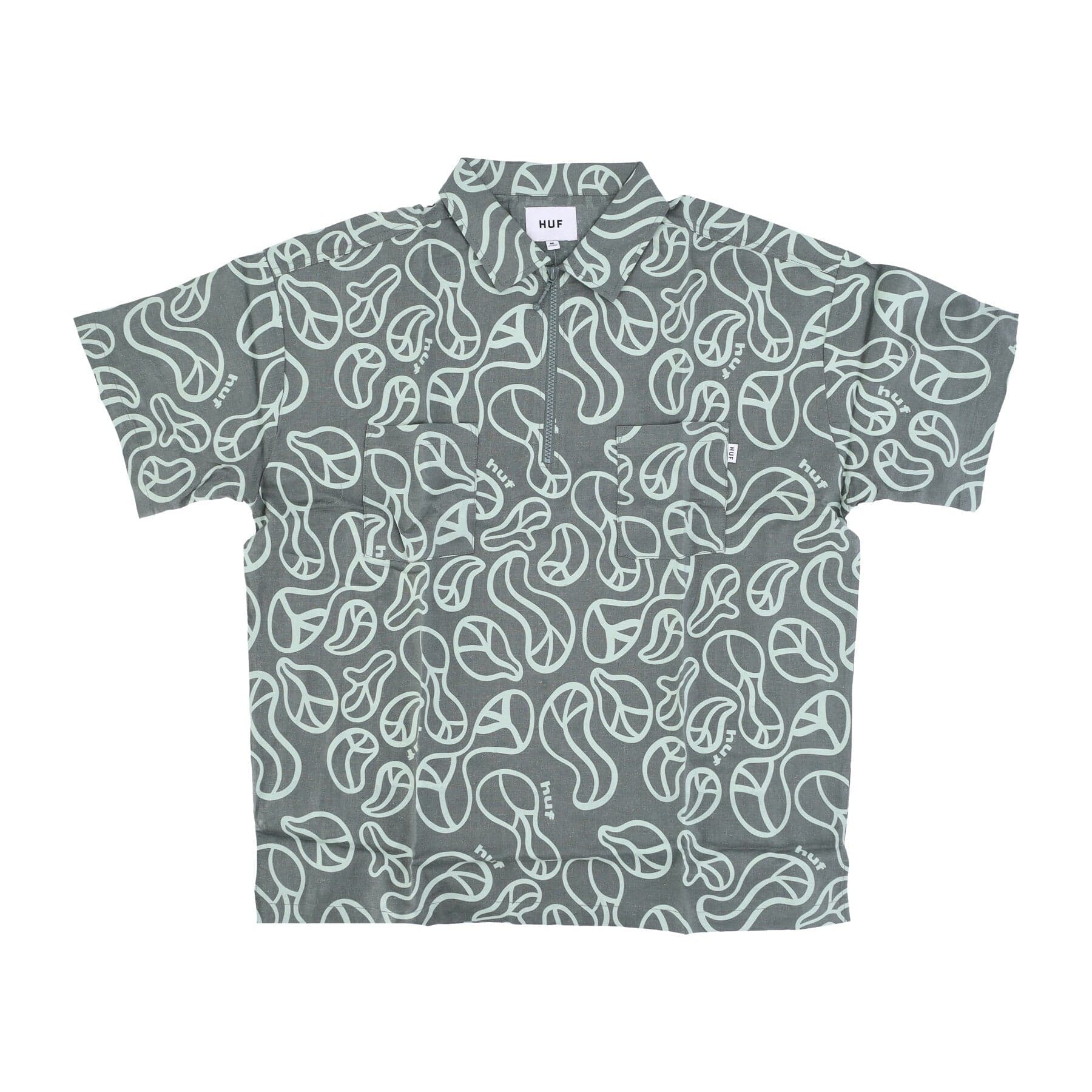 HUF Camicia Manica Corta Donna Groovy Zip Work Shirt Sage - 3