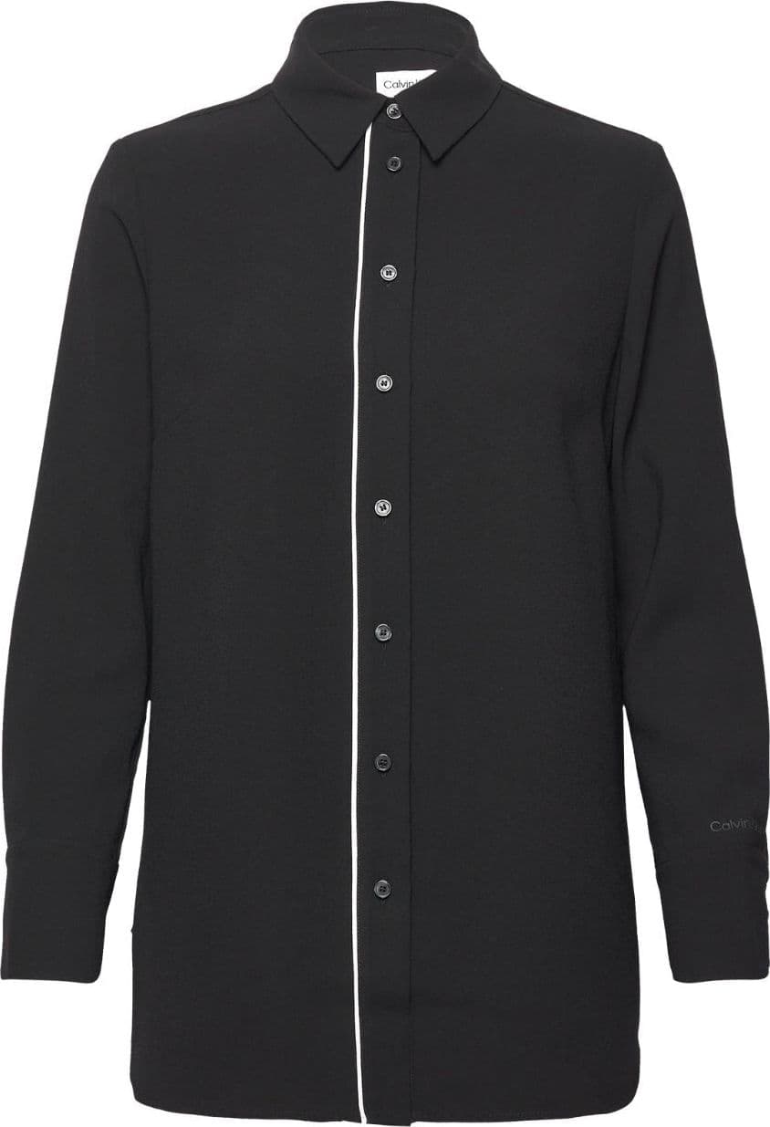 calvin klein  BLUSA CREPE TIPPING BLOUSE – NERO