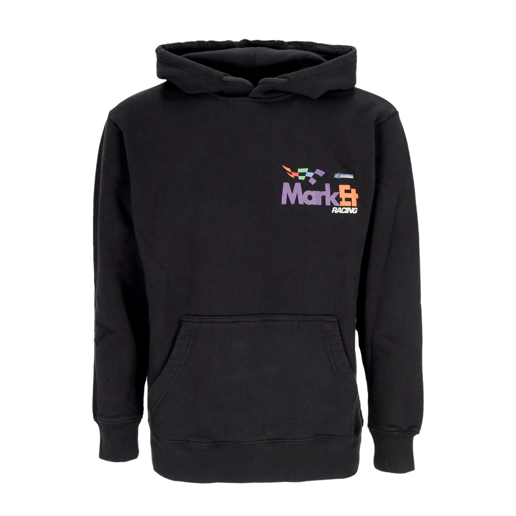 MARKET Felpa Cappuccio Uomo Express Racing Pullover Hoodie Washed Black - 3