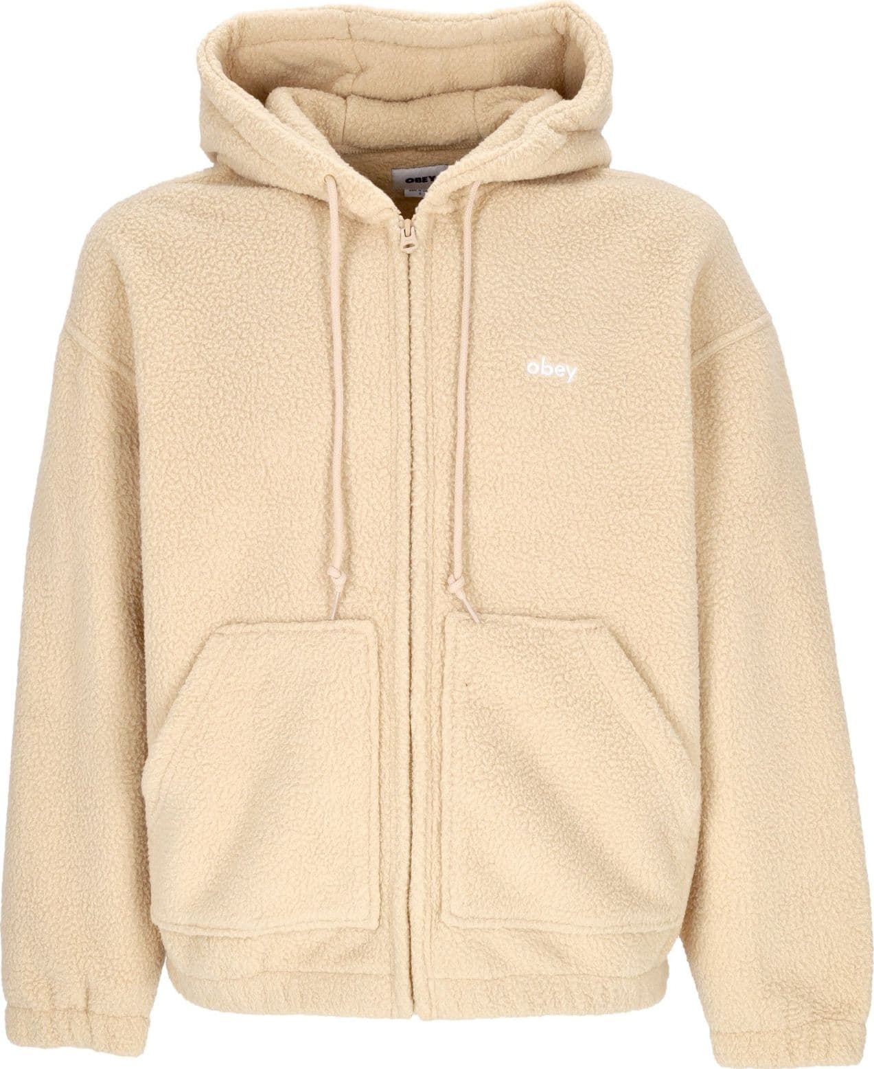 OBEY Felpa Cappuccio Zip Uomo Gaze Hood Jacket Oat Milk