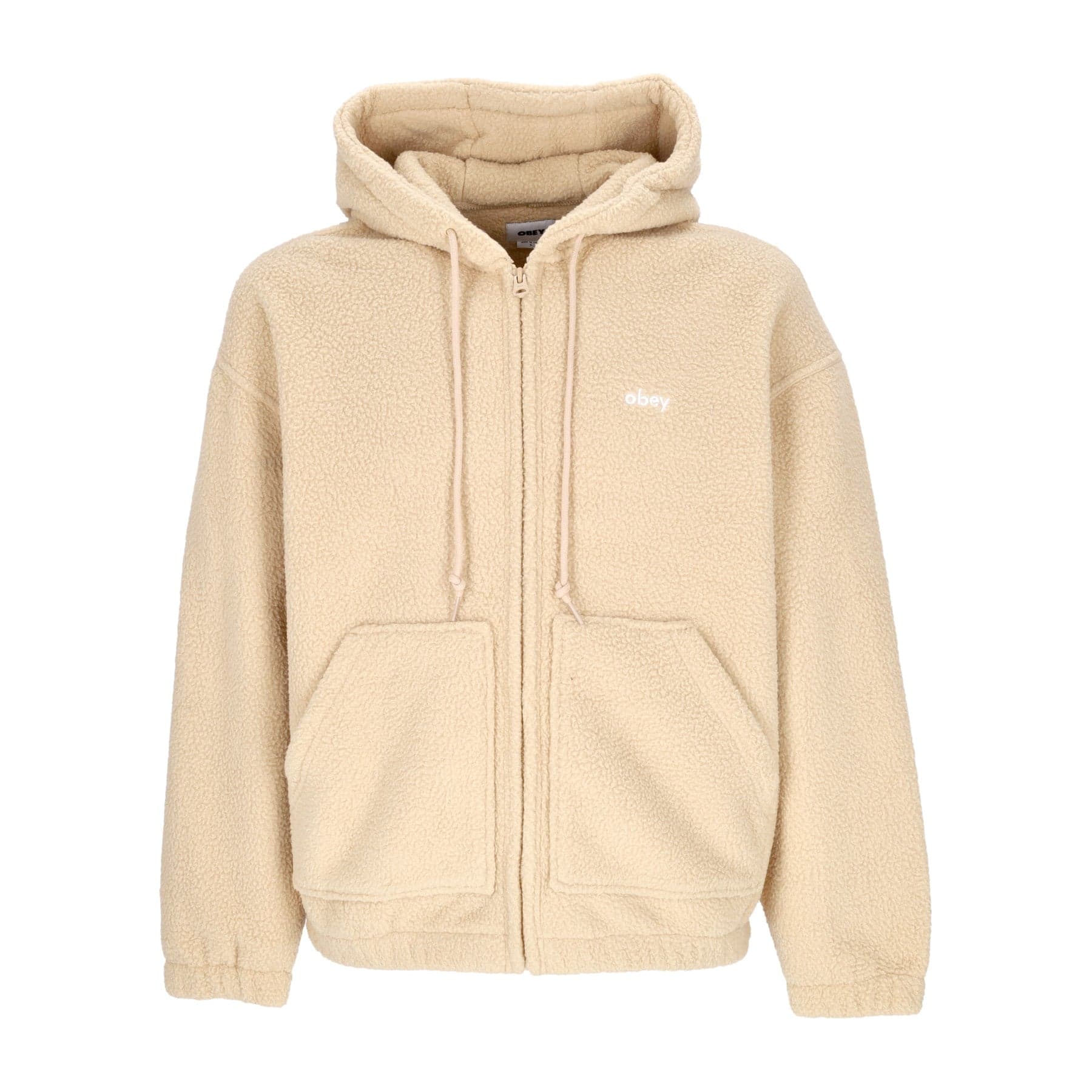 OBEY Felpa Cappuccio Zip Uomo Gaze Hood Jacket Oat Milk - 3