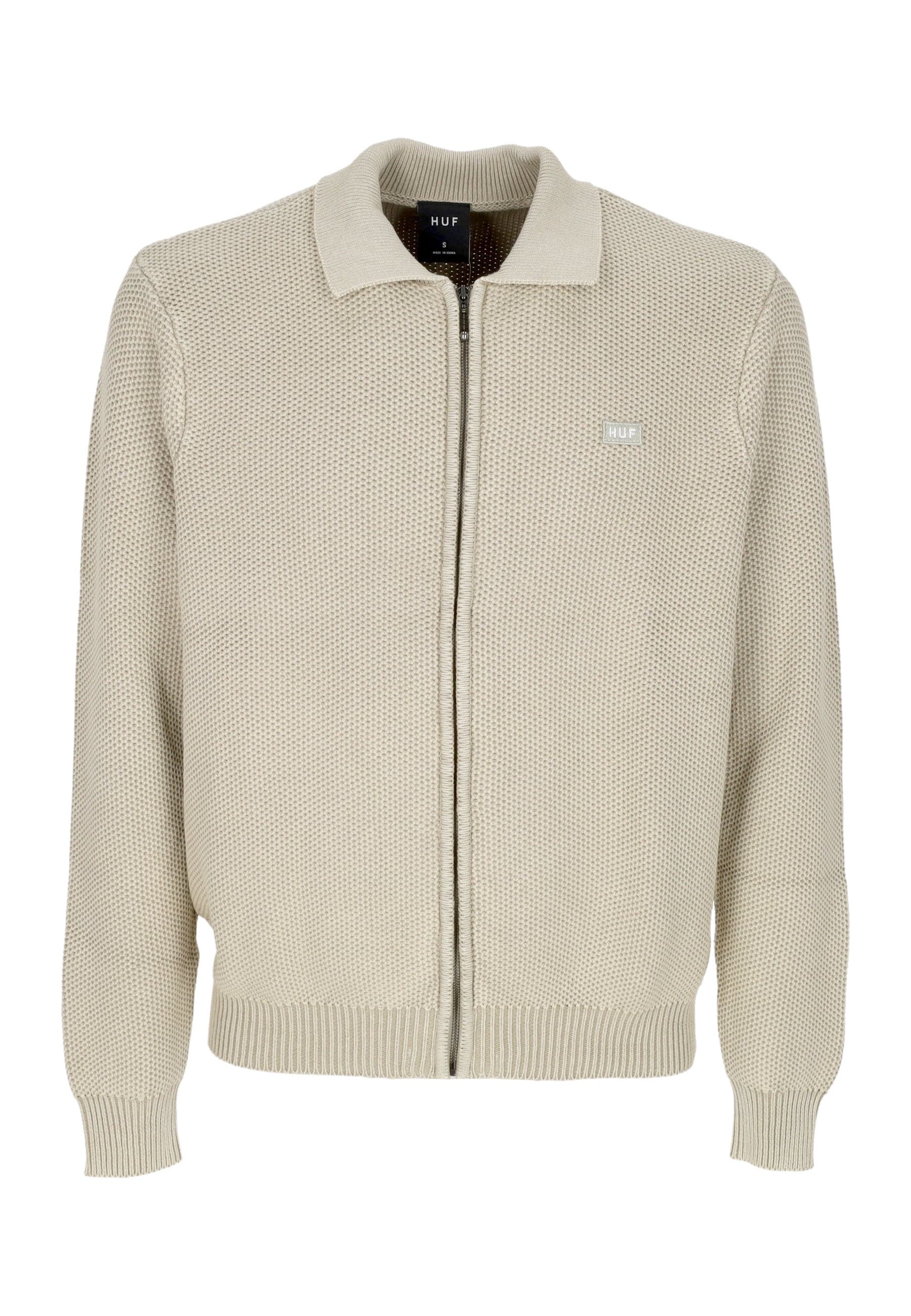 HUF Cardigan Uomo Anton Zip Overdyed Sweater Putty - 4