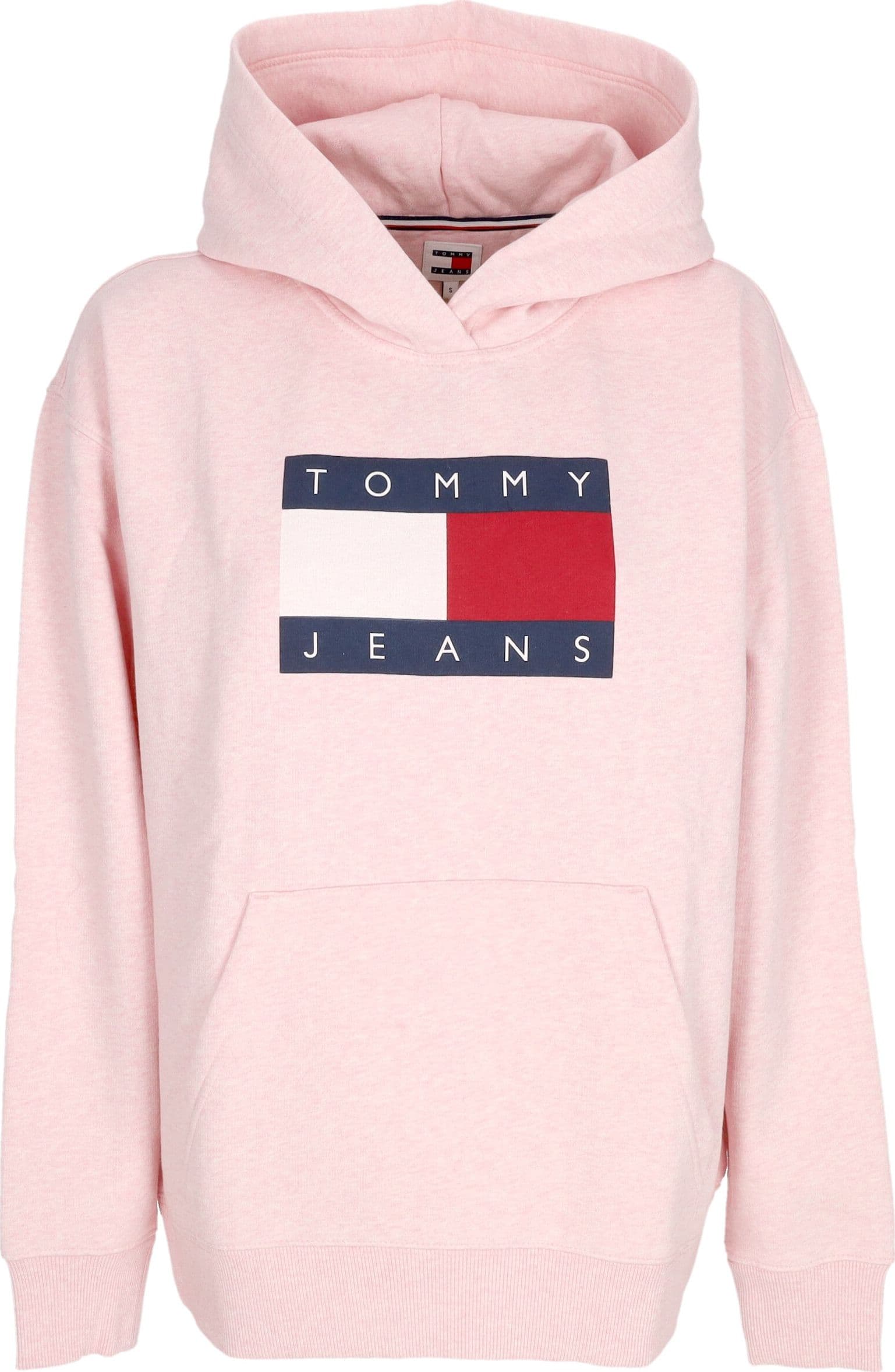 Tommy Hilfiger Felpa Cappuccio Donna Relax Melange Flag Hoodie Ballet Pink Melange