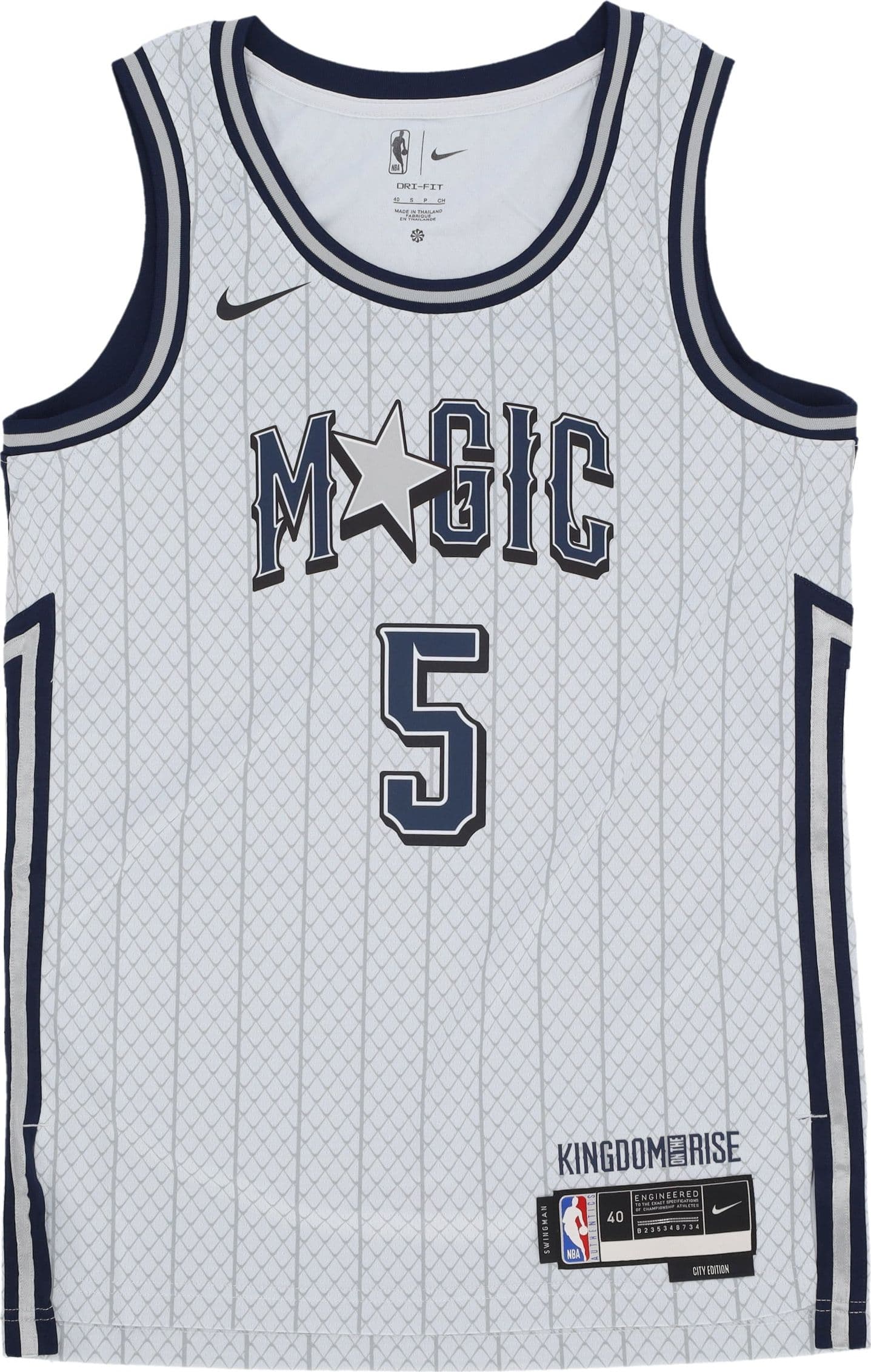 NIKE NBA Canotta Basket Uomo Nba Dri Fit Swingman Jersey No 5 Paolo Banchero Orlmag Pure Platinum