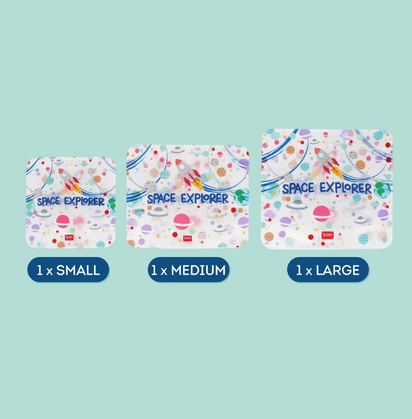 Legami - Set di 3 Buste per Alimenti Riutilizzabili - Space - Snack Bags (ZB0002) - 5