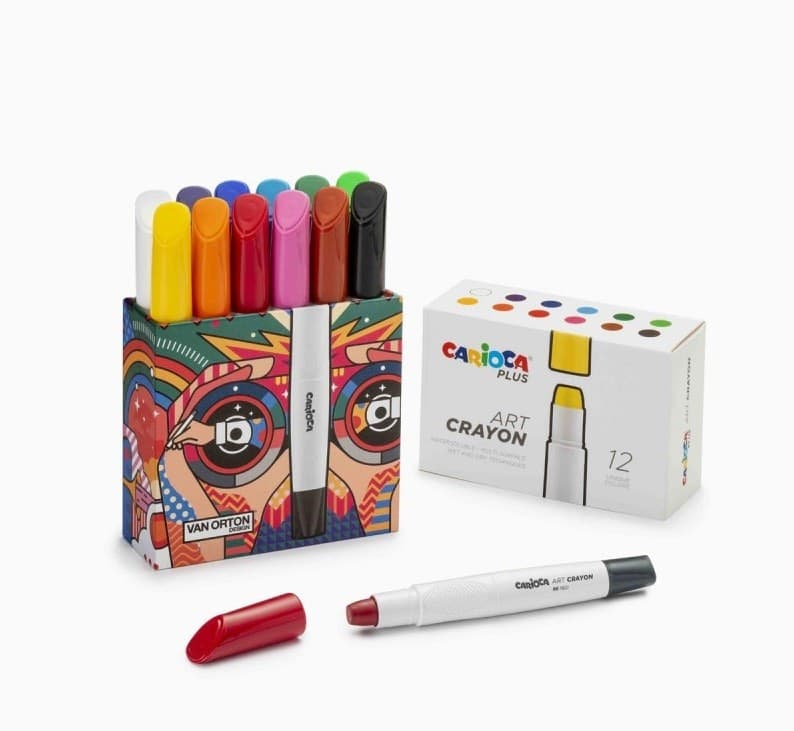 Carioca Plus - Art Crayons Tempera solida di alta qualità - Scatola con 12 Colori super brillanti, sfumabili e acquerellabili - - 2