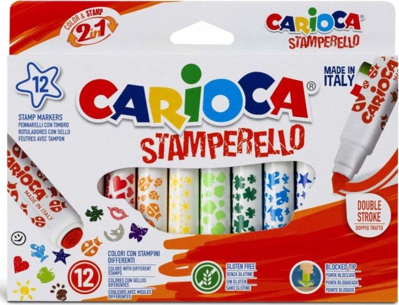 Carioca - Pennarelli Stamperello Scatola con 12 colori con stampini - 4