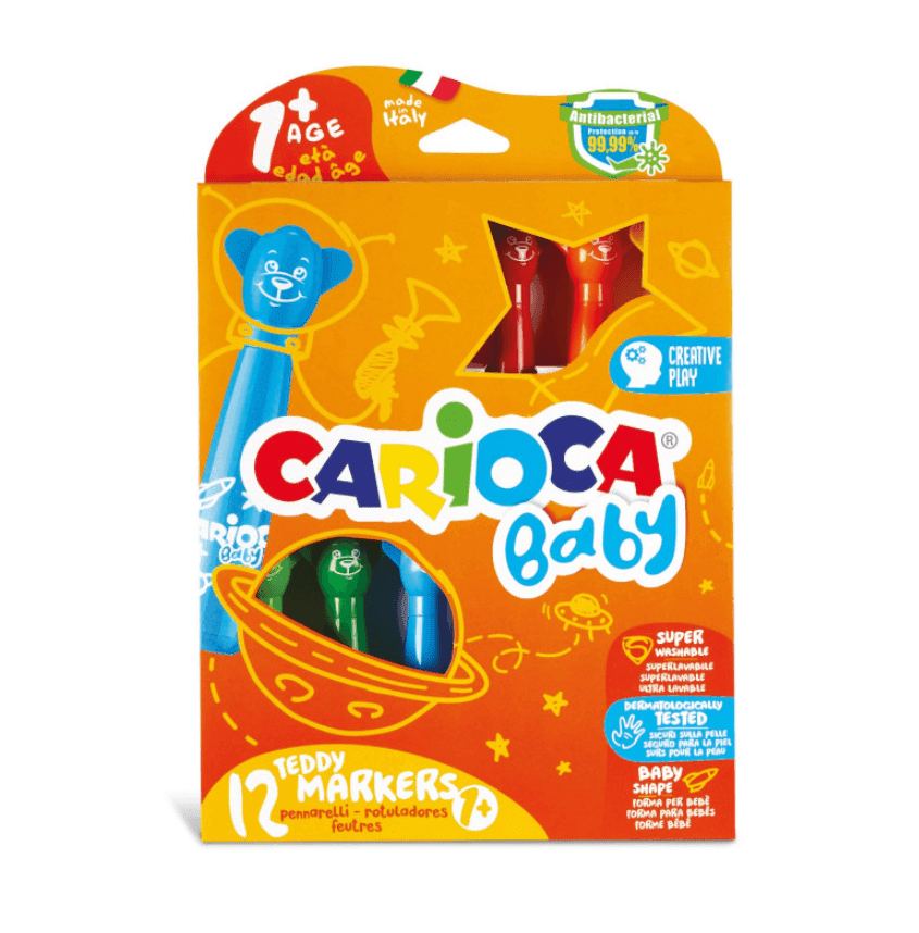 Carioca Baby - Pennarelli Teddy Markers per Bambini, 12 Pezzi