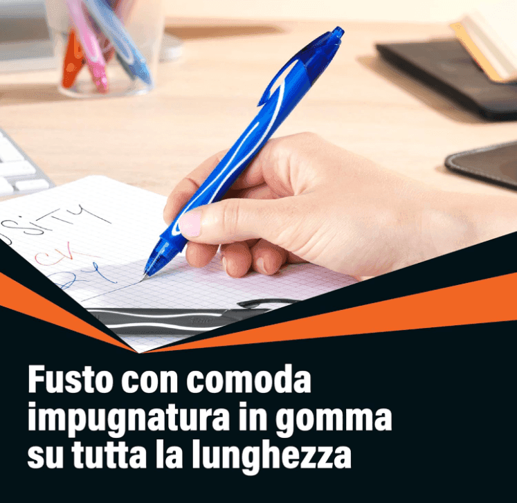 Bic - Penna gel a scatto Bic Gelocity Quick Dry nero - tratto 0,30 mm (conf. 12) - 4