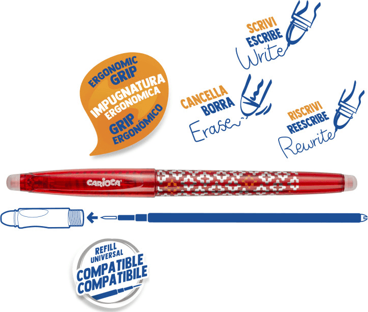 Carioca -      Penne Cancellabili Oops Pop Rosso - 12 Pz (42044/03) - 2