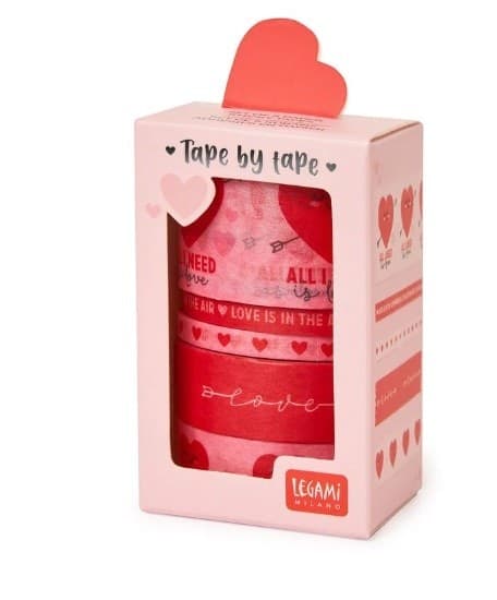 Legami, Set di 5 Nastri Adesivi, Tema Rosa/Rosso, Heart - 2