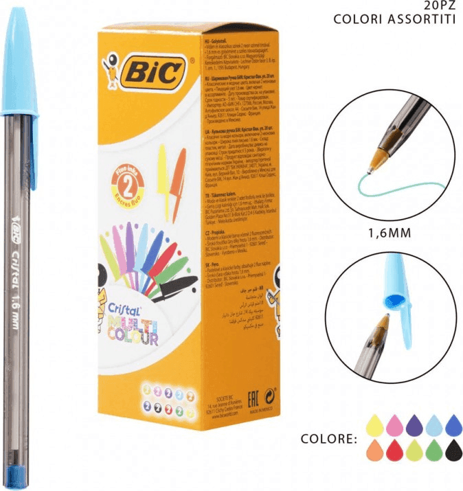 Bic -  Penne Cristal Multicolor 1.6 20 pz. - 2