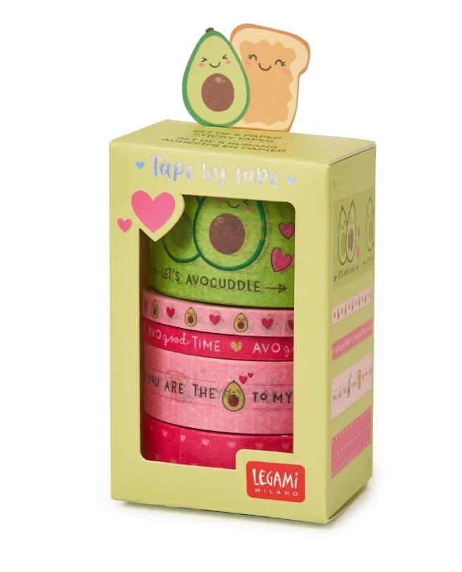 Legami, Set di 5 Nastri Adesivi di Carta,  Tema Avocado - 2