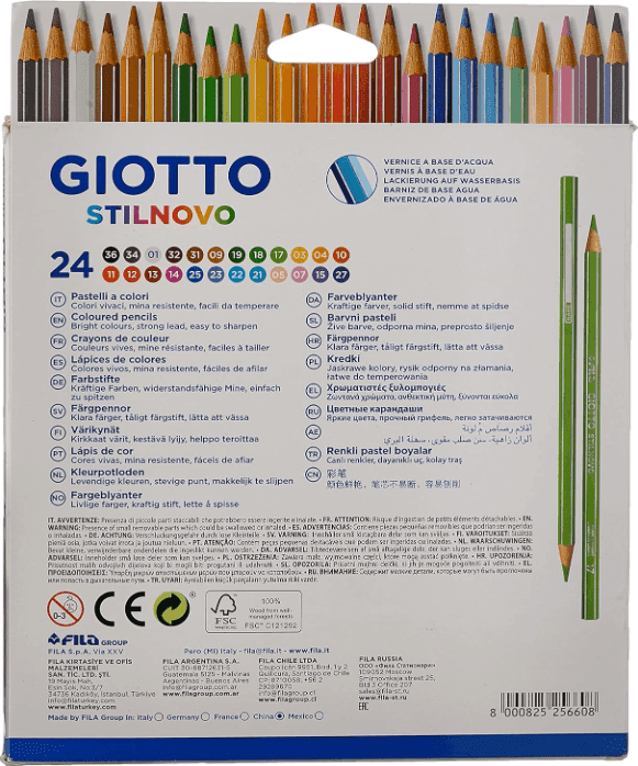 Giotto - Pastelli Stilnovo Astuccio da 24 matite , Multicolore (F256600) - 3