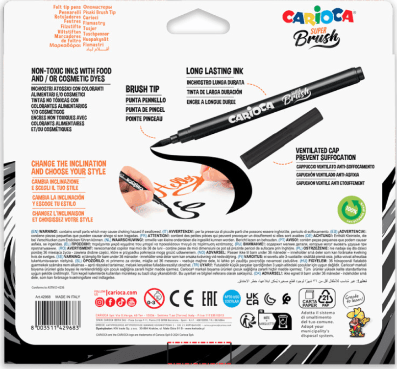Carioca - Pennarelli Super Brush - scatola da 20 colori - 5