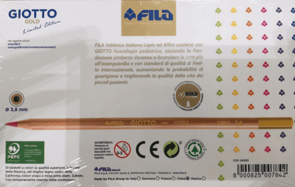 Giotto - Pastelli Gold Limited Edition Fila, confezione in metallo da 10 Colori (F241200) - 2
