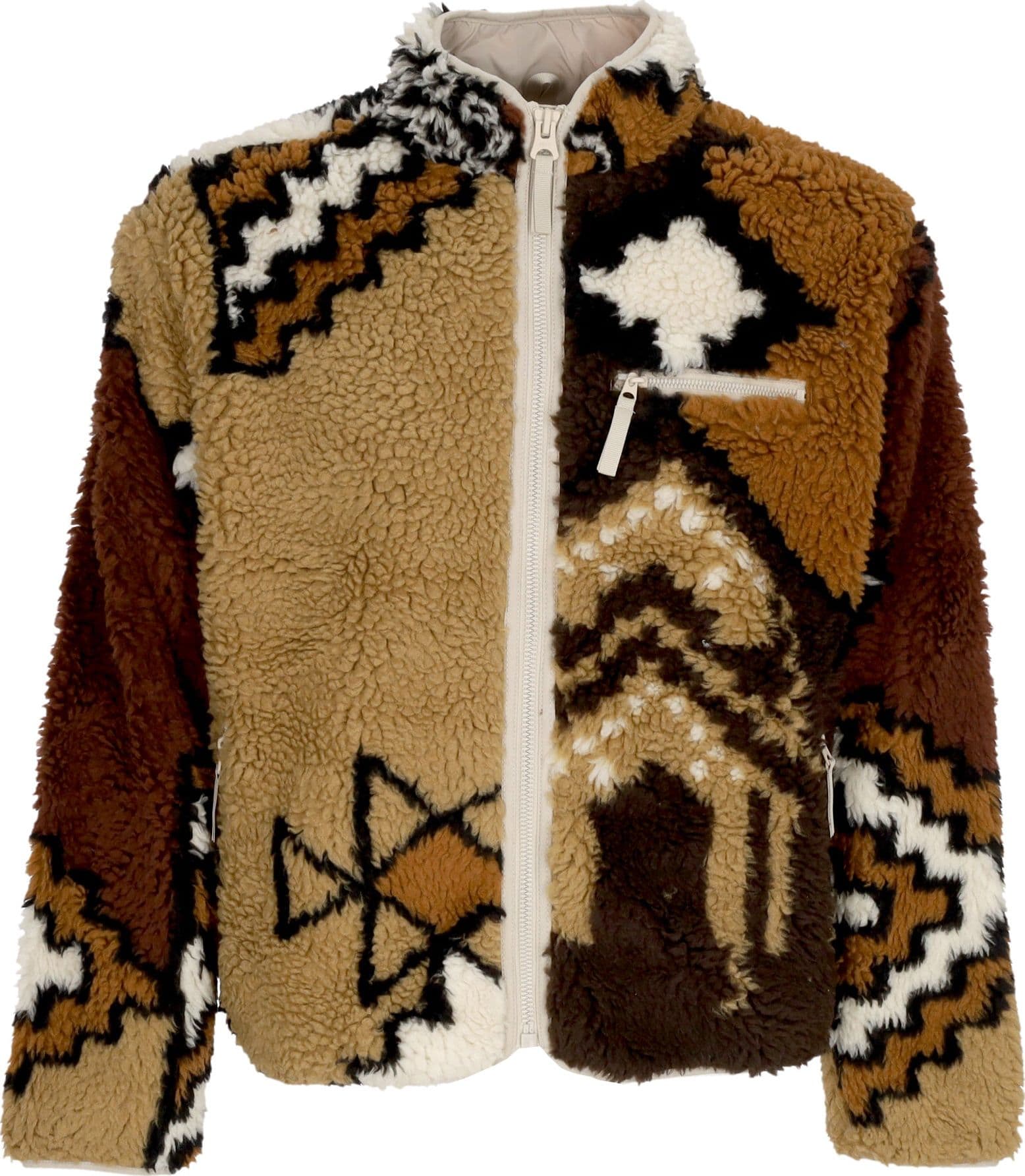 OBEY Orsetto Uomo Moroccan Rug Sherpa Jacket Brown Multi