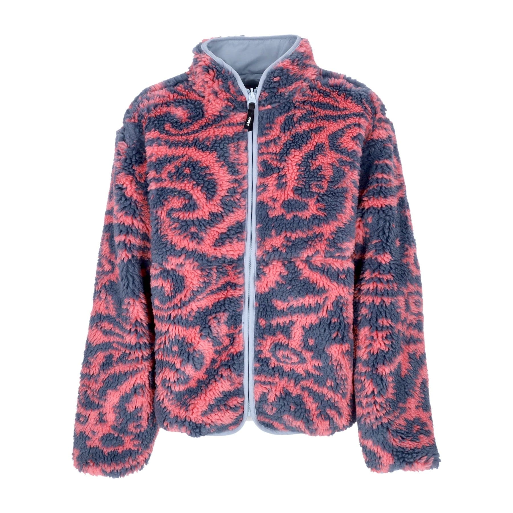OBEY Orsetto Donna Aiden Sherpa Jacket Reversible Sweet Coral Multi - 6