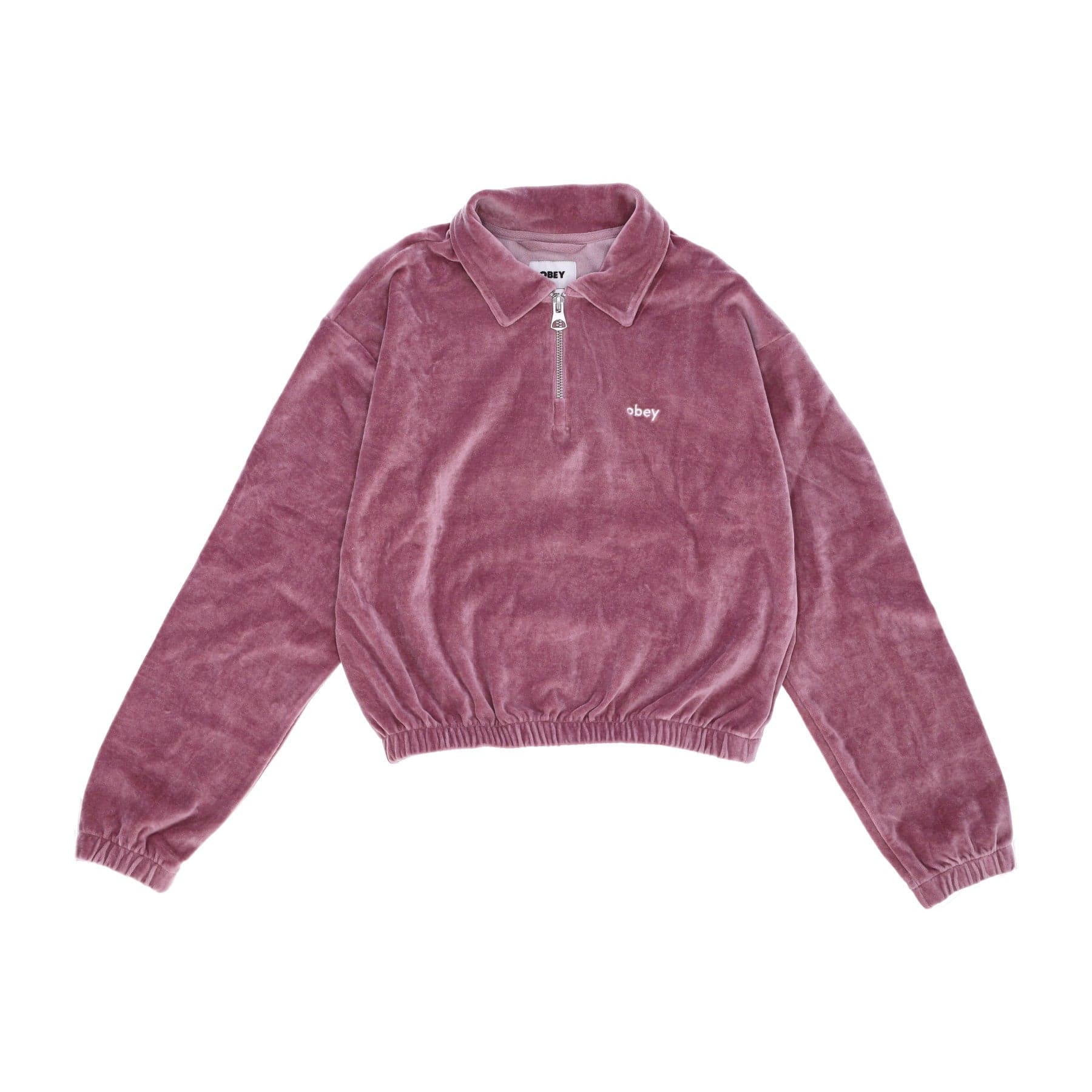 OBEY Felpa Leggera Collo Alto Donna Enzo Quarter Zip Polo Specialty Fleece Lilac Chalk - 4