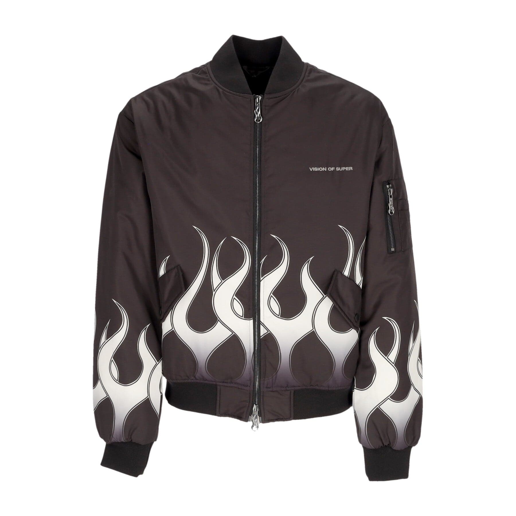 VISION OF SUPER Giubbotto Bomber Uomo Flames Bomber Black/white - 3
