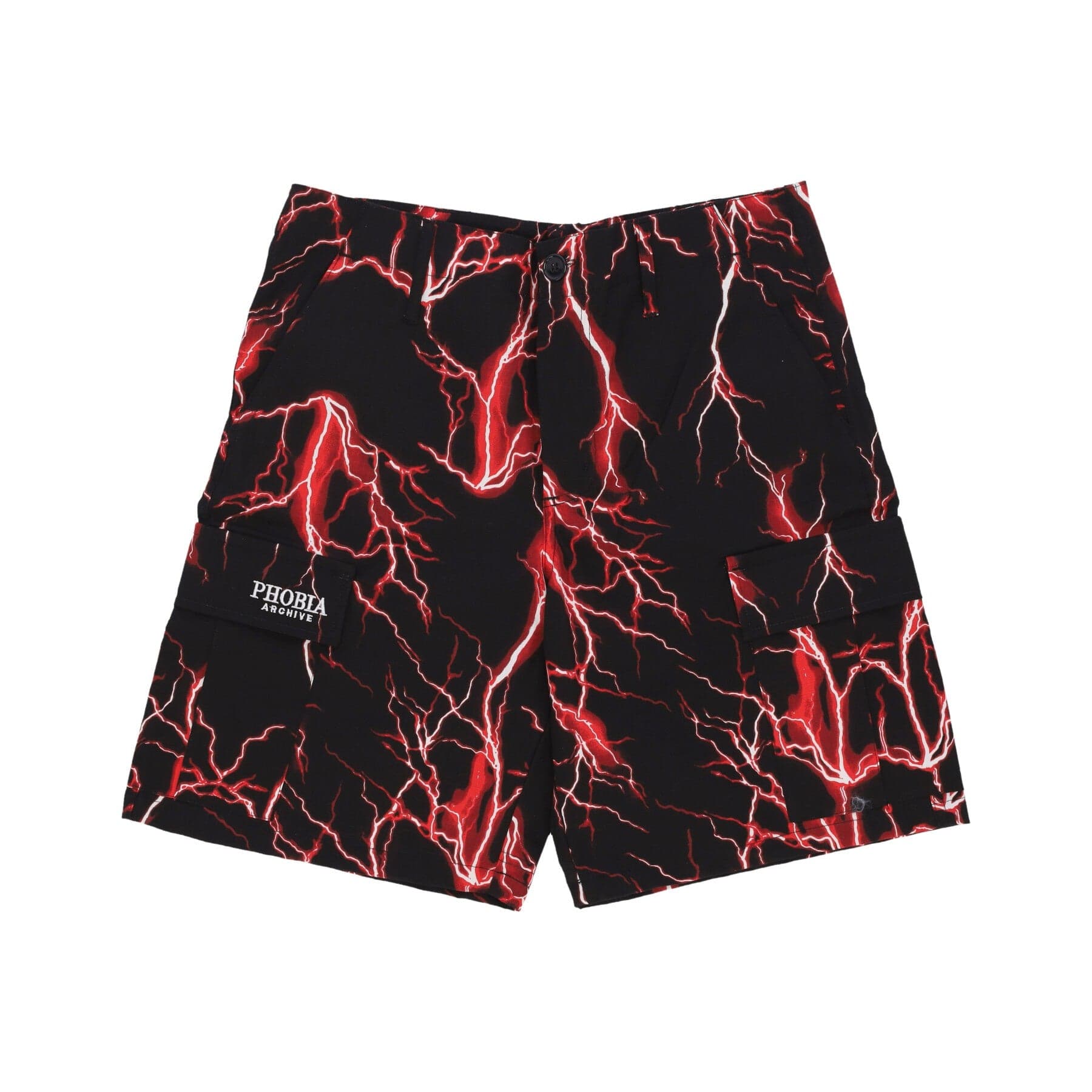 PHOBIA Pantalone Corto Uomo All Over Lightning Cargo Shorts Black/red - 3