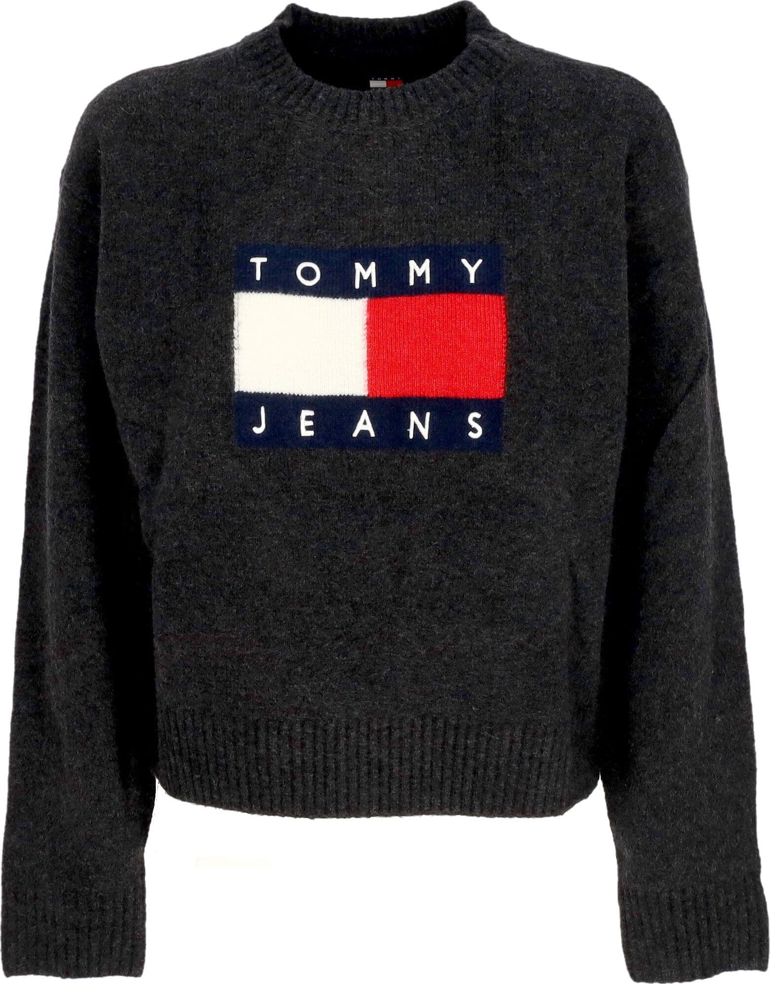 Tommy Hilfiger Maglione Donna W Melange Flag Sweater Black Melange