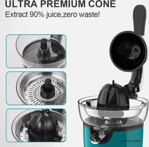 Spremiagrumi Elettrico 100W Filtro In Acciaio 2 CONI Rimovibili Leva Pressione - 6