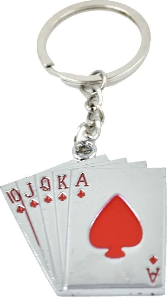 SET 12 PZ PORTACHIAVI DESIGN A FORMA DI CARTE DA GIOCO CUORI CHARM REGALO BOMBONIERE - 2