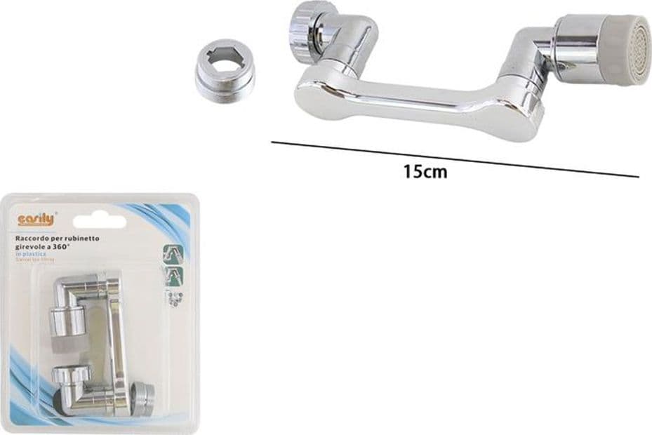RACCORDO PER RUBINETTO BRACCIO GIREVOLE A 360° IN PLASTICA UNIVERSALE 15CM 87523 - 2