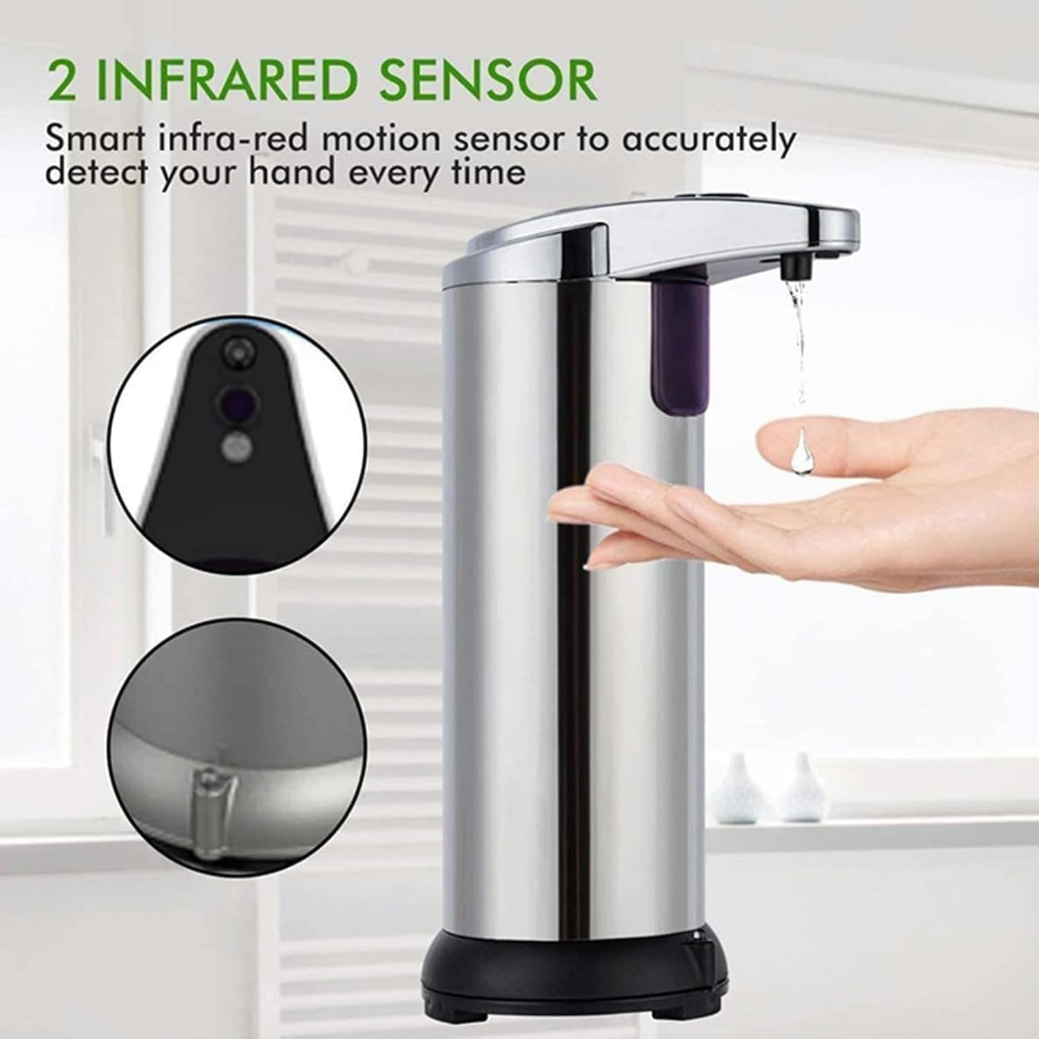 DISPENSER DI SAPONE LIQUIDO AUTOMATICO CON SENSORE EROGATORE SAPONE MANI BAGNO 59385 - 11
