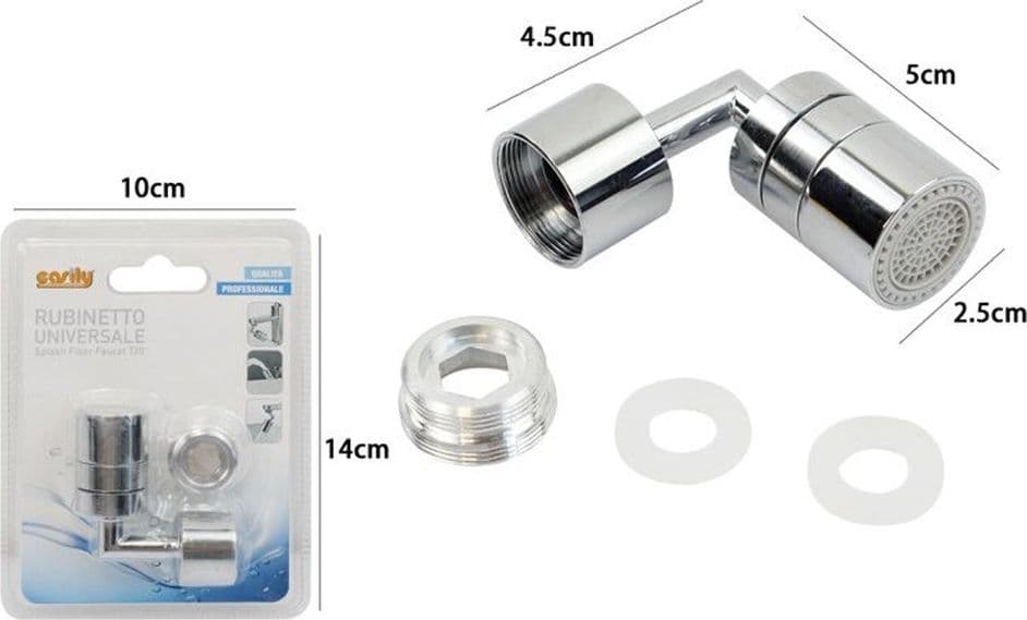 FILTRO ANTI SCHIZZO UNIVERSALE PER RUBINETTO BAGNO IN OTTONE CROMATO LUCIDO 52998 - 4