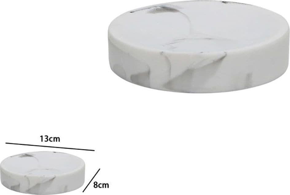 PIATTINO PORTA SAPONE SAPONETTA BAGNO ACCESSORIO ARREDO EFFETTO MARMO BIANCO 87831 - 2