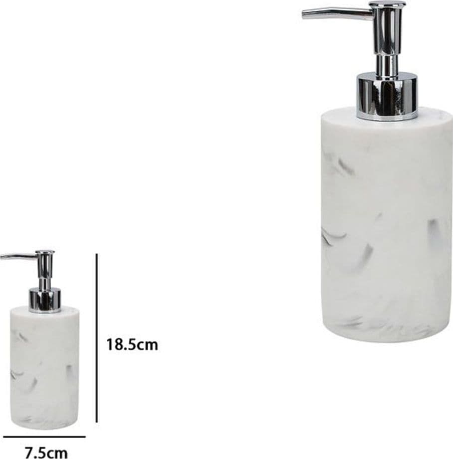 DISPENSER DOSATORE SAPONE LIQUIDO ACCESSORIO BAGNO ARREDO EFFETTO MARMO BIANCO 87829 - 2