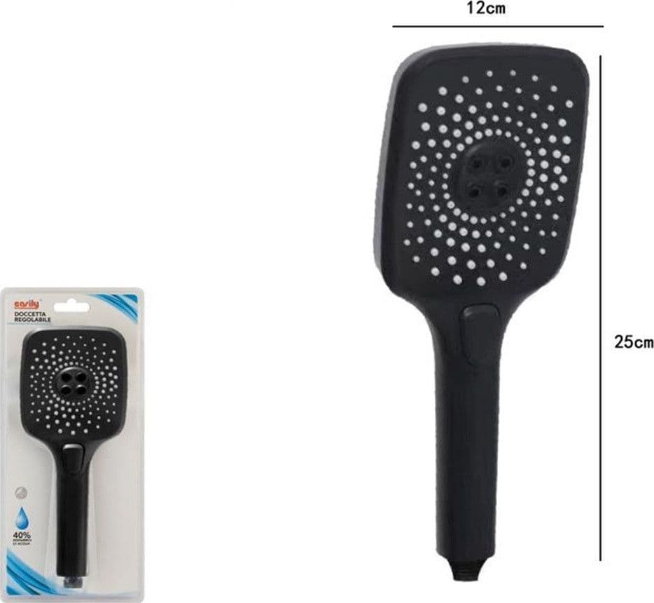 SOFFIONE MULTIGETTO PER DOCCIA BAGNO MODERNO NERO DOCCETTA IN ABS ATTACCO 1/2" 87128 - 7