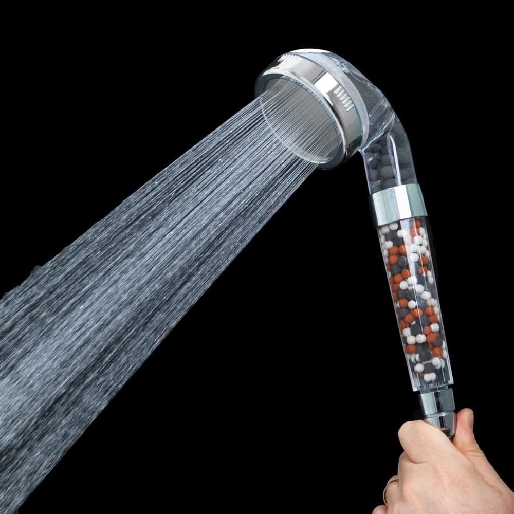 DOCCETTA SOFFIONE DOCCIA BAGNO CON FILTRO SASSI PURIFICA ACQUA TRASPARENTE 8X24CM 87540 - 4