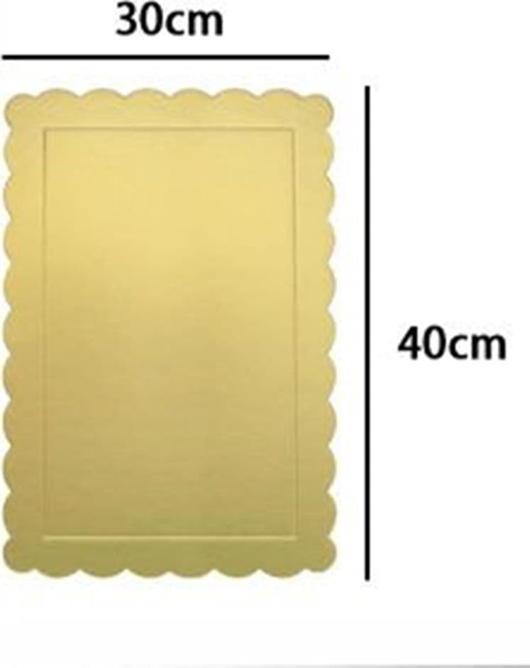 SET 2PZ BASE PER TORTA RETTANGOLARE PIATTO SOTTOTORTA DORATO 30X40CM CON BORDINO 31157 - 2