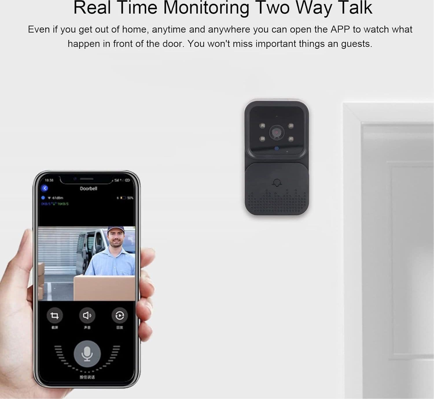 VIDEOCITOFONO CAMPANELLO SENZA FILI DA ESTERNO IMPERMEABILE IP67 SCHERMO IPS 4,3'' - 17